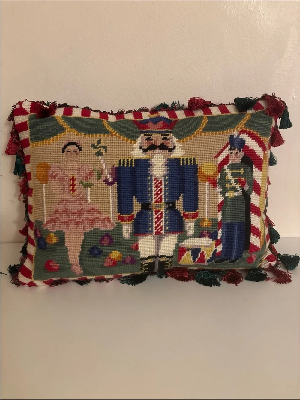 Handmade Nutcracker Holiday Throw Pillow - Multicolor